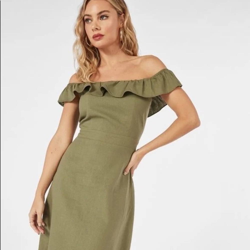 Off the shoulder linen dress
